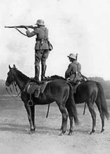 soldier standing on horse shooting. Intellectual property and disclaimer